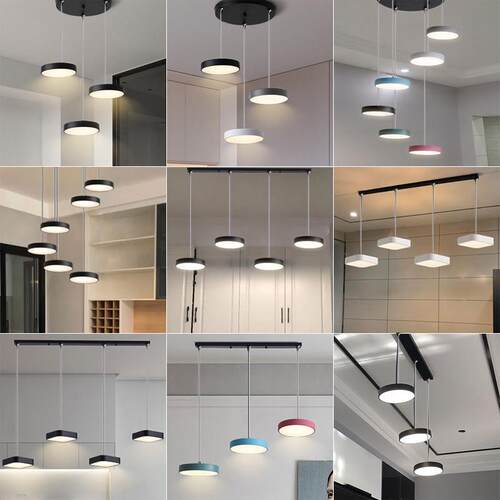 餐厅吊灯三头北欧现代简约创意led灯具家用圆盘直盘餐桌饭厅灯具