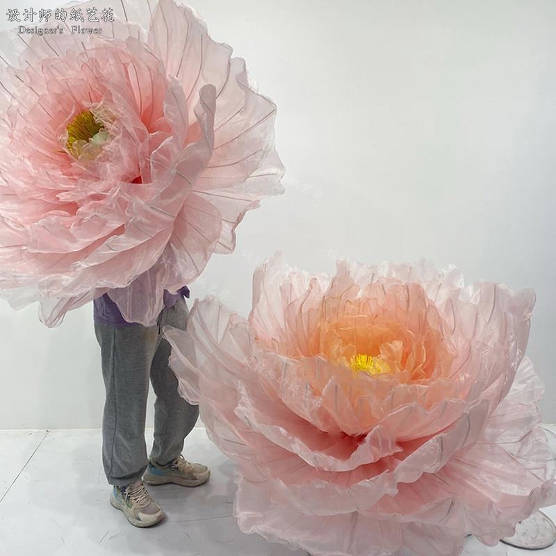 牡丹纸艺仿真假花婚纱网红女服装店馆橱窗道具美陈装饰场景布置