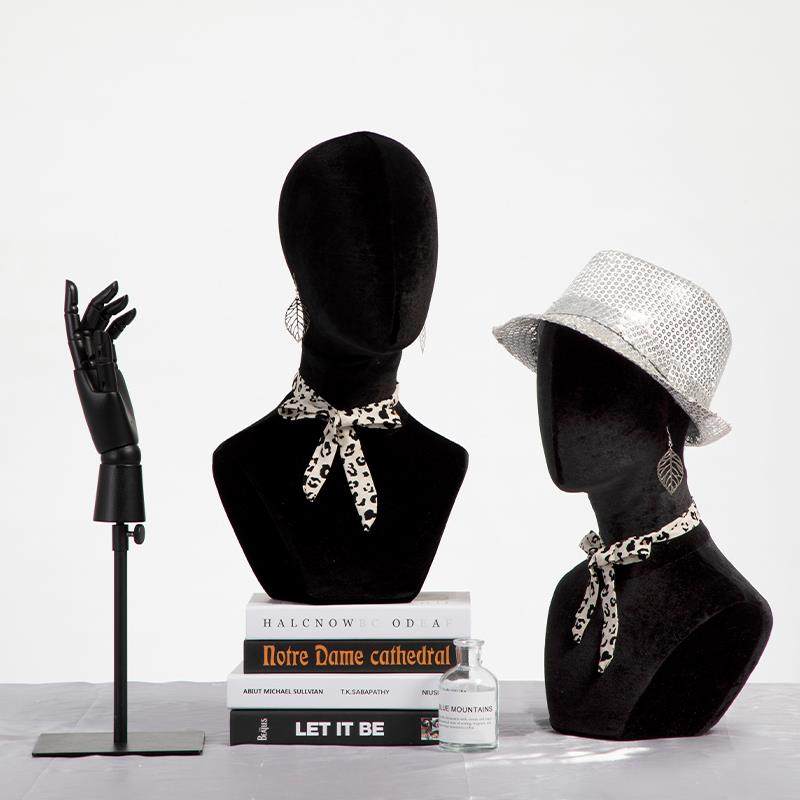 头模陈列架道具帽子头饰假发耳环饰品展示道具可扎针发泡包布头模