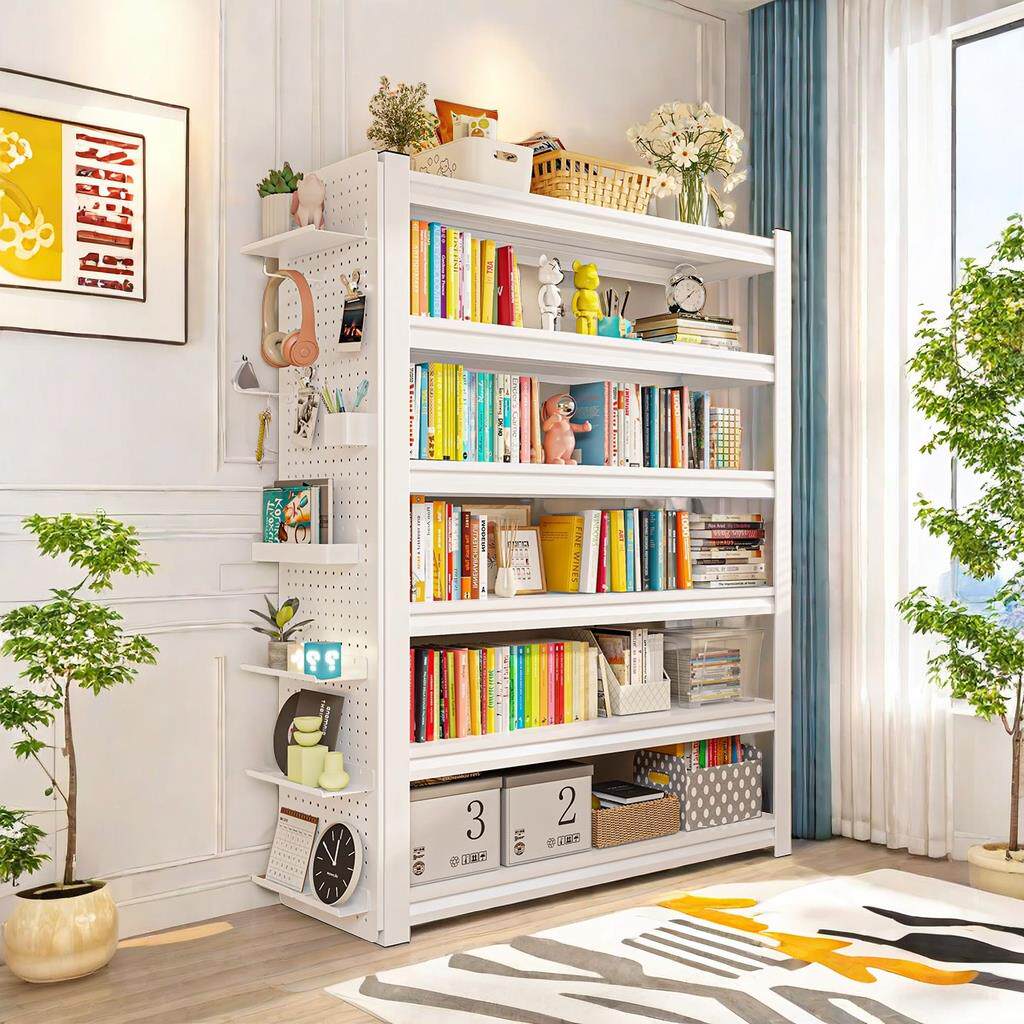 铁艺书架落地置物架家用儿童书柜多层落地客厅收纳钢制货架铁架