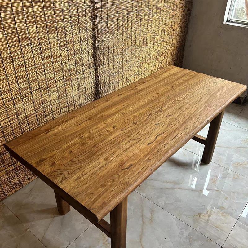 老榆木桌子实木板覆古茶桌茶台长条餐桌家用原木桌面吧台长桌书桌