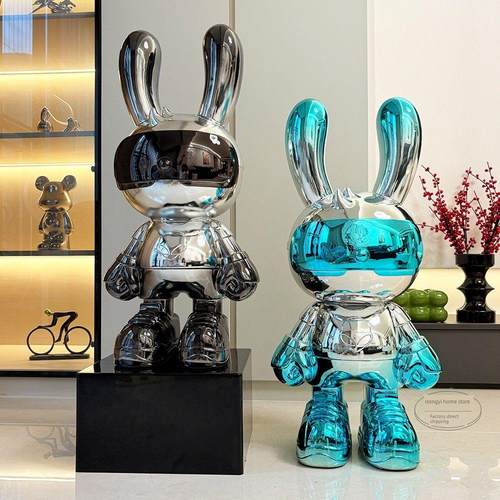 高档轻奢太空兔电镀客厅落地摆件存钱罐电视柜沙发旁高级感装饰品