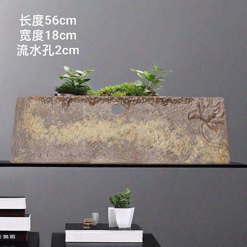手工复古鱼缸水缸垫板置物架仿古陶瓷长方形流水板流水罐支撑隔板