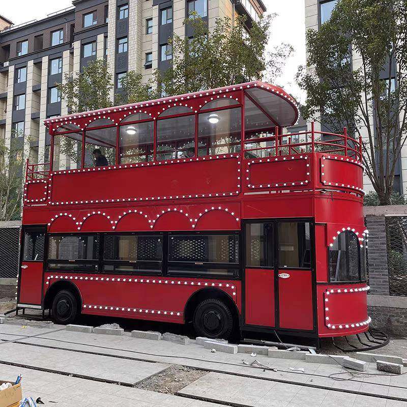 双层巴士餐车商用网红景区露营奶茶咖啡售卖小吃车多功能移动餐车