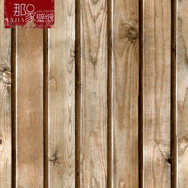 新中式中国复古风格墙纸古典禅意仿木纹原木色木板3d立体木头壁纸