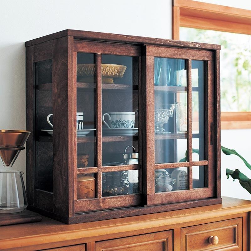 实木复古茶柜收纳柜茶具展示柜储物柜F透明桌面防尘书柜碗柜餐边