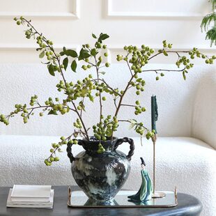 法式黑色大花瓶轻奢高级感陶瓷复古摆件客厅餐桌情绪稳定鲜花插瓶