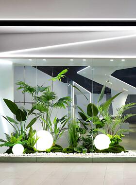 模拟绿色植物造景室内大型彷生植物造景窗隔断商场装修场景地板组