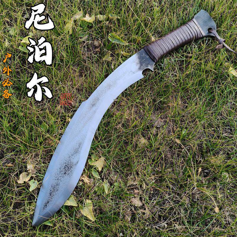正品唐横刀一体弹簧钢锻打尼泊军腿弯刀户外车载防身短刀未开刃