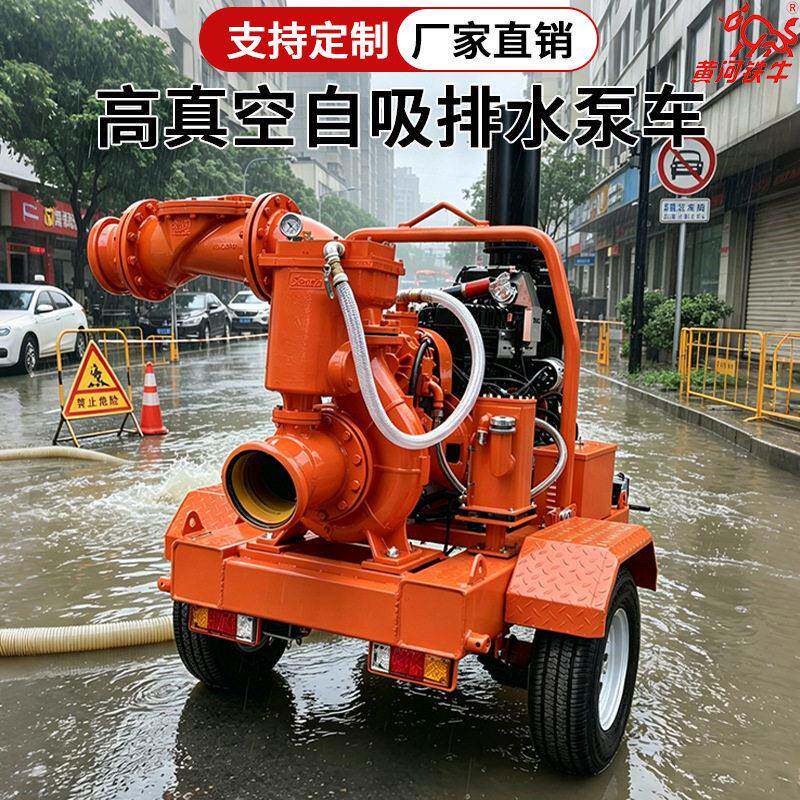 防汛泵车柴油抽水机真空自吸排水排污排涝市政农田基坑降水
