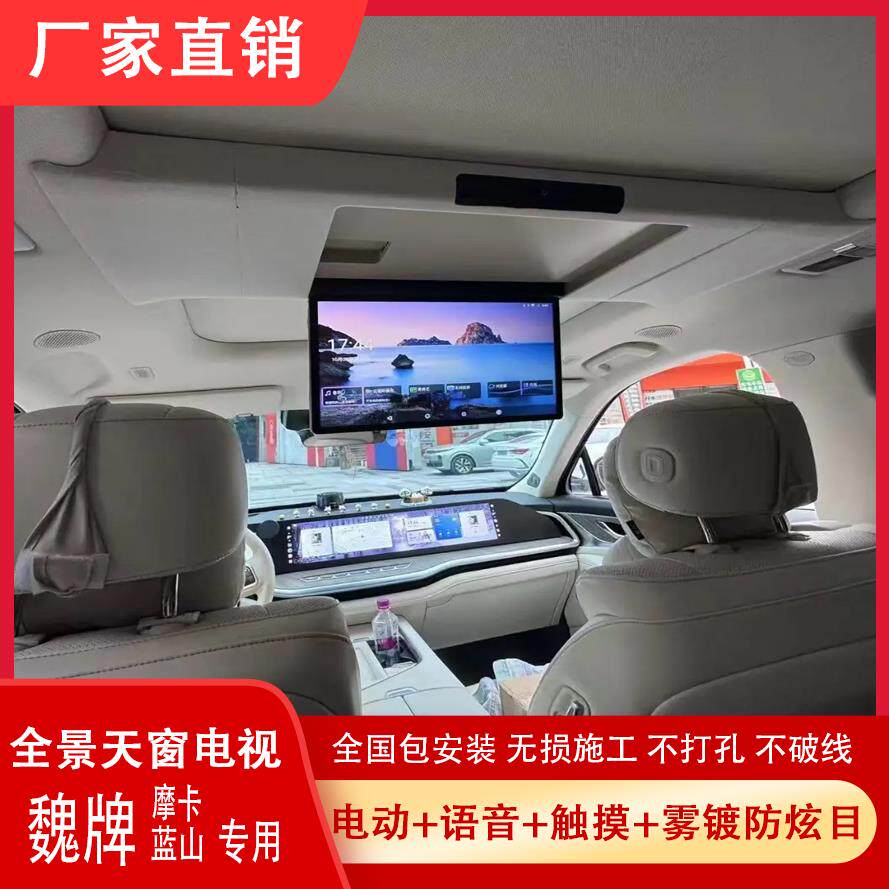 魏牌蓝山摩卡车载吸顶电视全景天窗翻转屏高清车用显示器后排娱乐