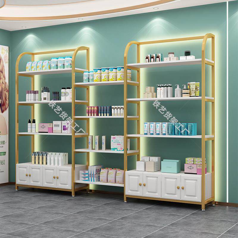 化妆品展示架商用带灯货架美容院展示柜产品多层置物架陈列架展柜