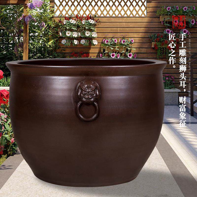 陶瓷大缸仿古平口特大号锦鲤荷花睡莲缸鱼缸庭院大型招财狮耳缸,宠物/宠物食品及用品,底柜/落地缸,淘宝优惠券,粉丝福利购,淘宝优惠卷
