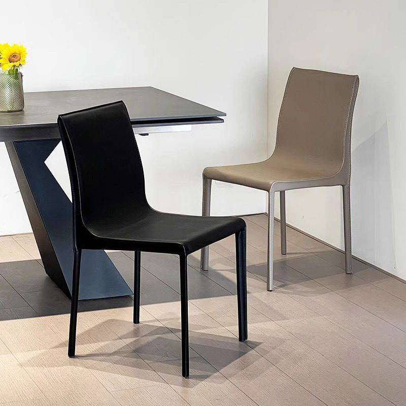 意式极简高级感马鞍皮餐椅简约小户型轻奢家用餐桌椅2025新款椅子
