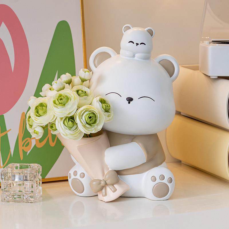 可爱捧花暴力熊客厅摆件电视柜桌面卧室房间装饰品生日礼物送女生,家居饰品,装饰摆件,淘宝优惠券,粉丝福利购,淘宝优惠卷