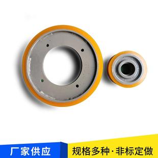 现货供应聚氨酯包胶轮缓冲轴承包胶轮叉车铁芯包胶滚轮