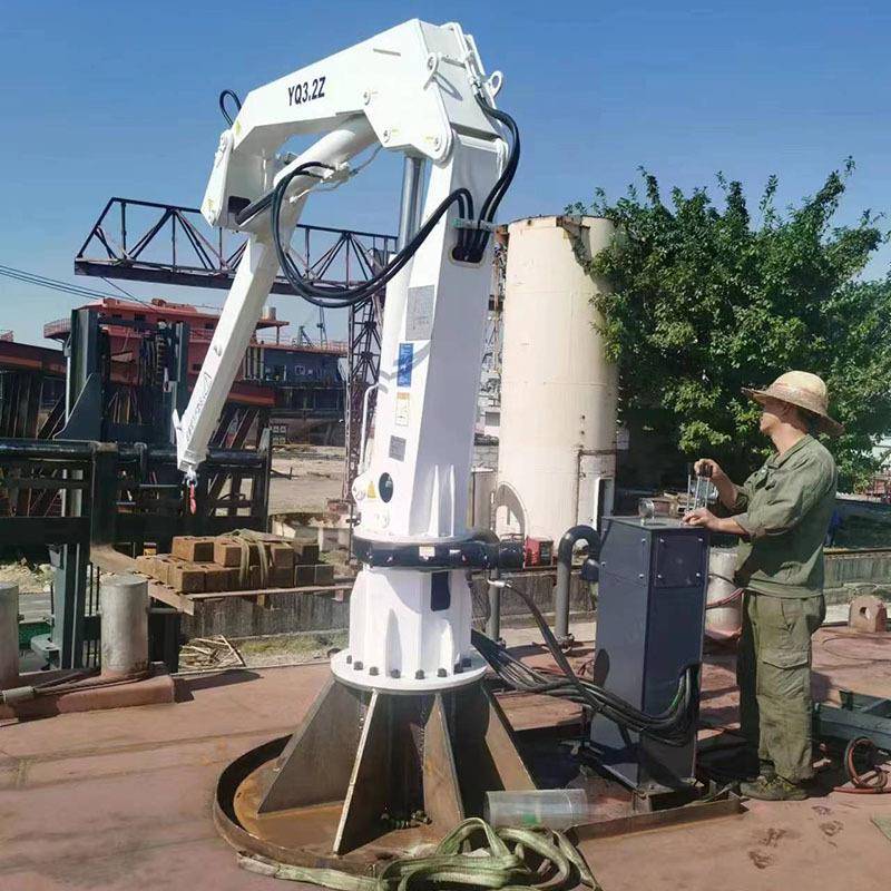 1吨折臂海上作业液压起重机厂家直供小型折叠机械臂船舶甲板吊