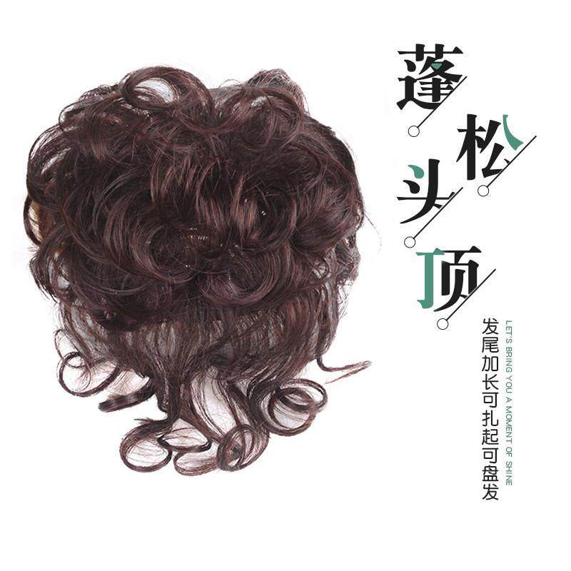 斜刘海假发片蛋卷发片头顶遮白发补发片短发自然纹理烫妈妈补发块