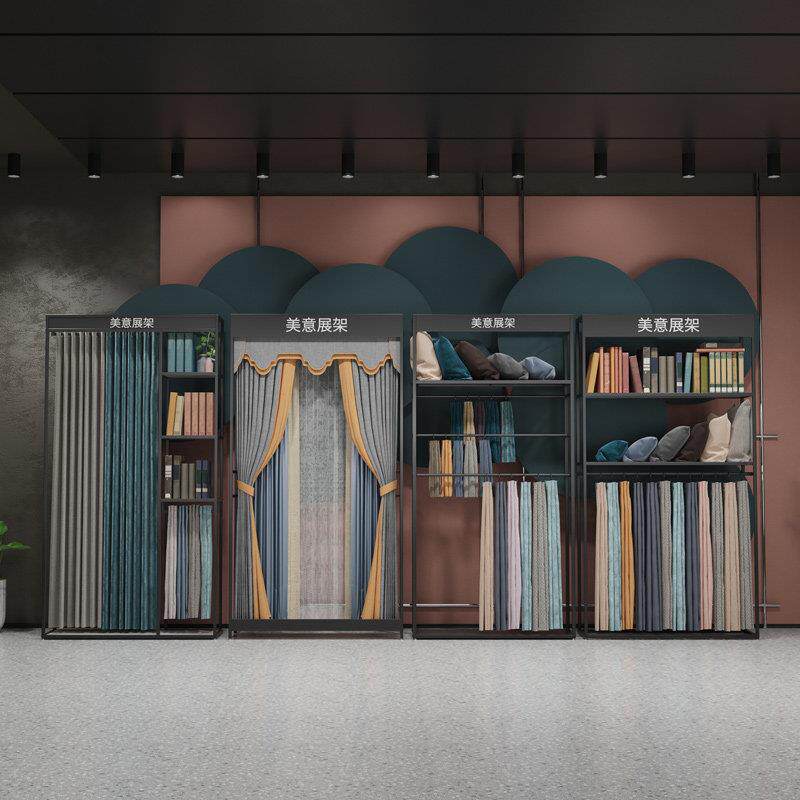 窗帘展示架大样吊卡布艺样品展架家纺布料展厅货架金属陈列架