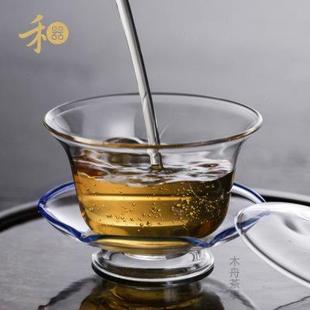 禾器玻璃沁莲盖碗茶杯防烫大号泡茶碗高档功夫茶具三才碗单个带盖