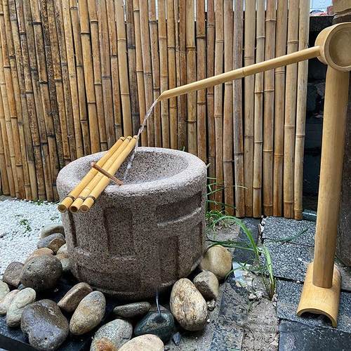 日式庭院水槽石槽流水惊鹿滴水户外石钵摆件造景装饰别墅花园水钵