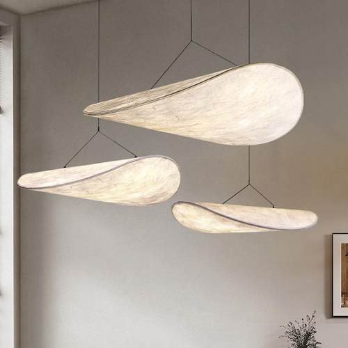 日式侘寂风蚕丝薯片饭厅吊灯北欧设计师民宿吧台客厅灯书房卧室灯