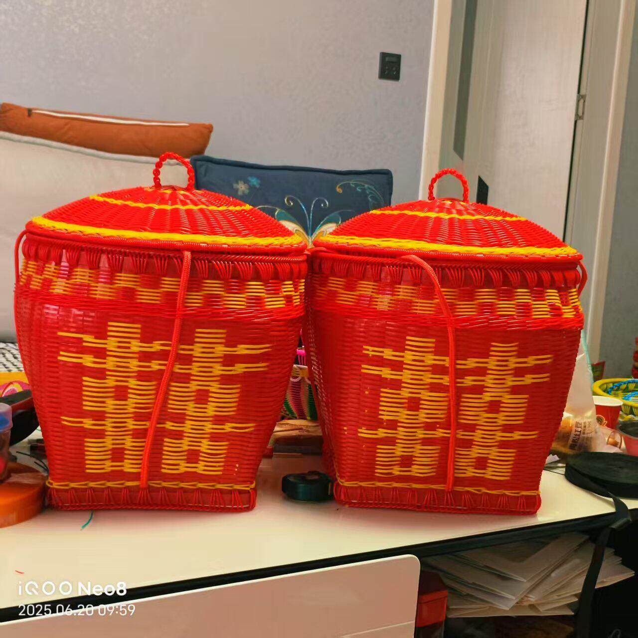 精品壮族大号箩筐竹编织品淘米箩篼粮食竹筐收纳篓喜事筐簸箕果篮
