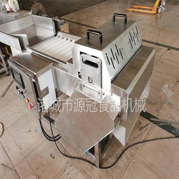 不锈钢切鱼皮卷机 连续式鱼皮切条机器 全自动海参带鱼切段设备