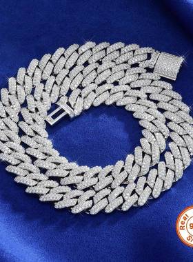 嘻哈珠宝银莫桑石古巴链电镀真金高品质14mm古巴项链直播货源