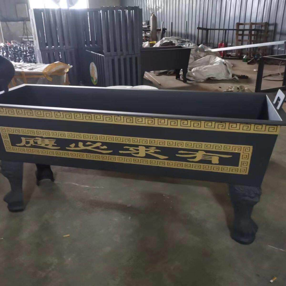 香炉镀锌板铸铁脚长方形香炉寺庙祠堂道观家用插香大型香炉