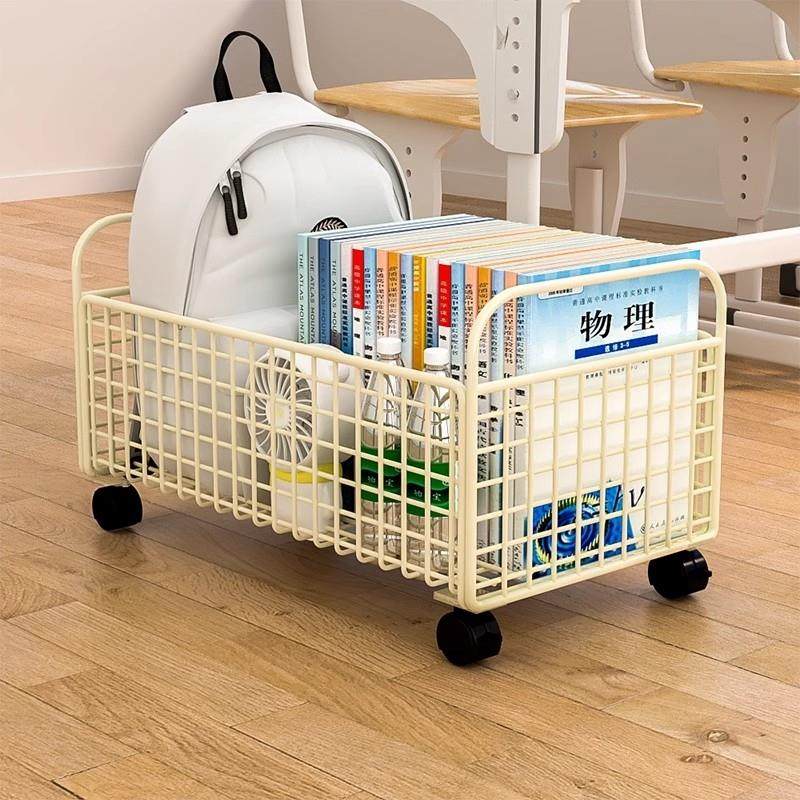 书本可移动收纳箱滑轮书箱学生桌下教室用书架书包桌面放书收纳盒