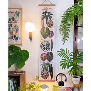 ins风原创绿植挂布磁吸墙帘 热植墙布客厅装饰画 画帆布条挂帘