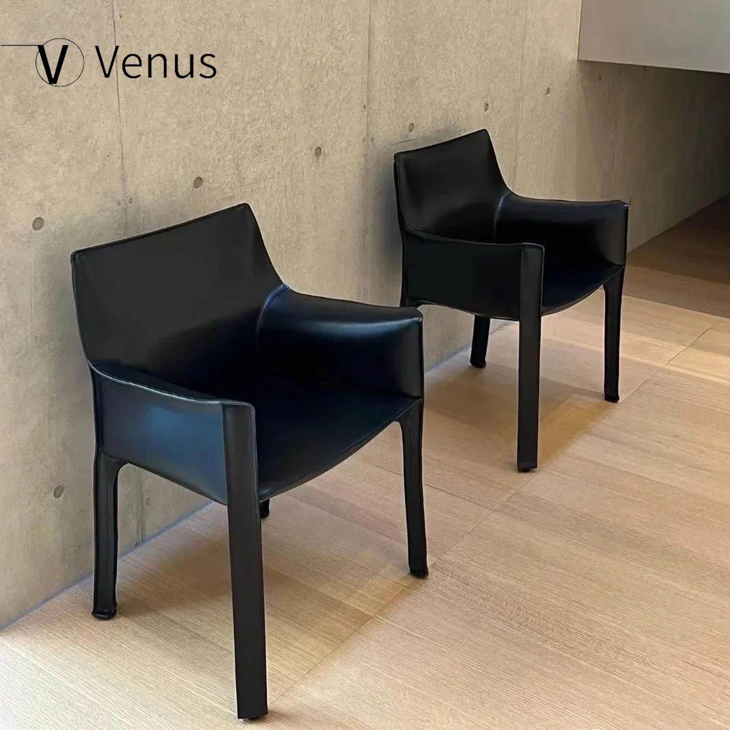 卡西纳cab413马鞍皮餐椅北欧轻奢意式极简设计师覆古简约椅子家用