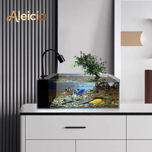 Alecia新款生态鱼缸客厅小型桌面溪流缸侧滤家用造景超白玻璃缸
