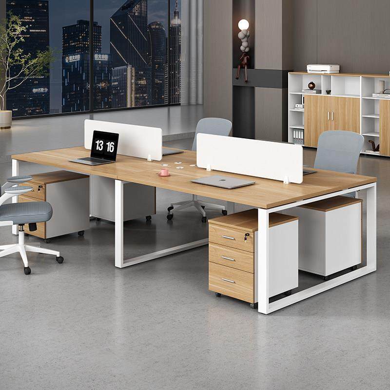 钢架办公桌简约现代员工位椅组合办公室办公家俱四人位职员办公桌