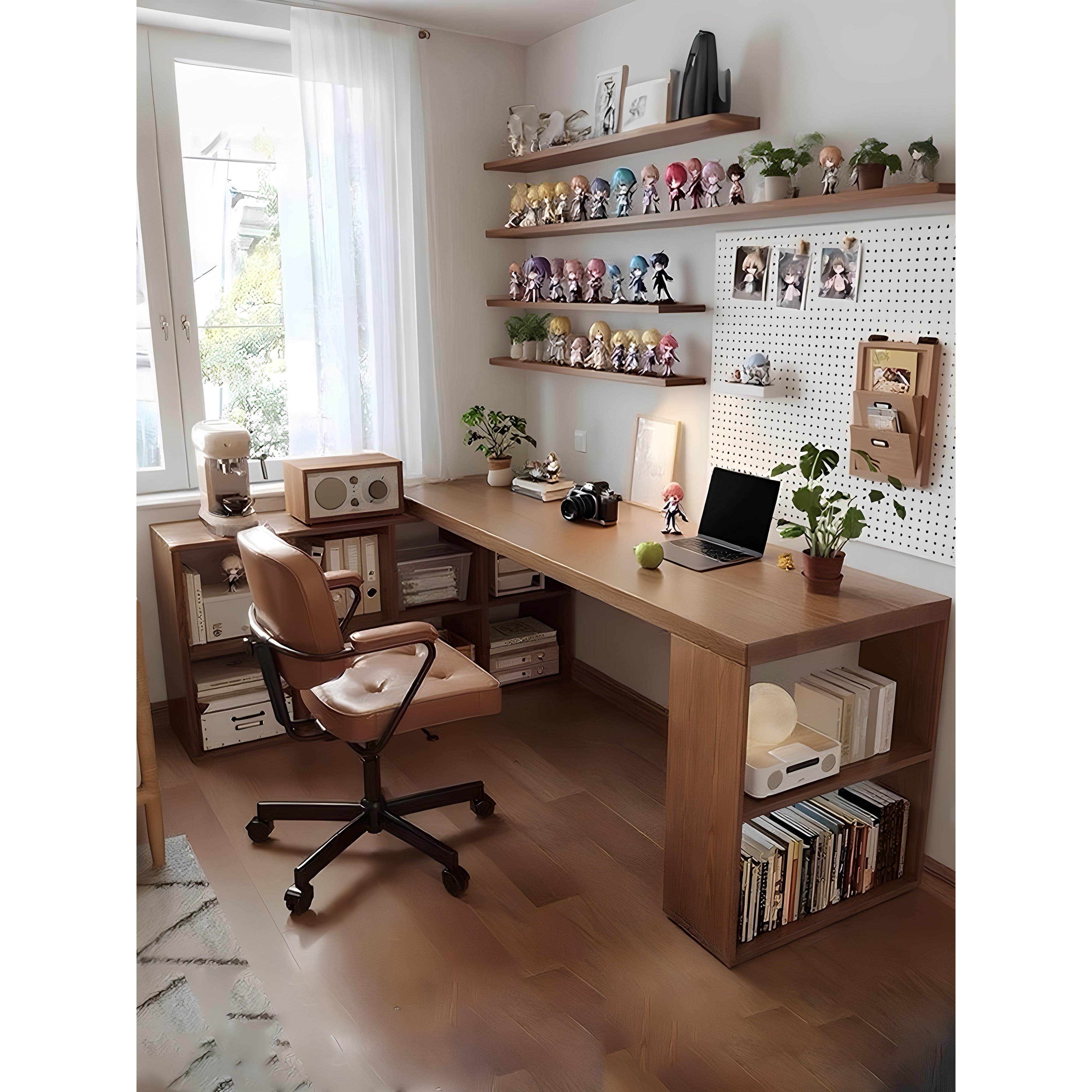 床边桌家用卧室转角书桌书柜一体学习办公桌靠墙实木电脑桌工作台,住宅家具,床边桌,淘宝优惠券,粉丝福利购,淘宝优惠卷