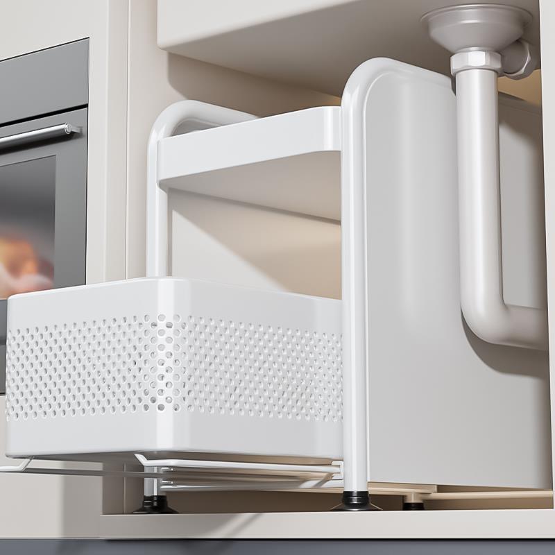 欧林厨房拉出式储物架在橱柜分层货架双层水槽超深抽屉拉出篮存储