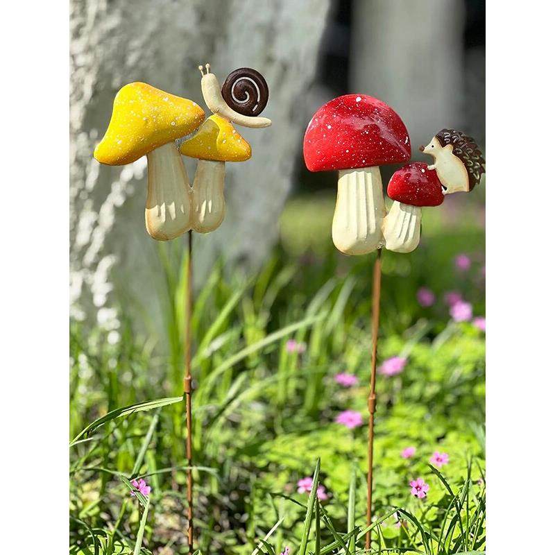 铁艺花插 蘑菇花插花盆草坪阳台庭院装饰一套