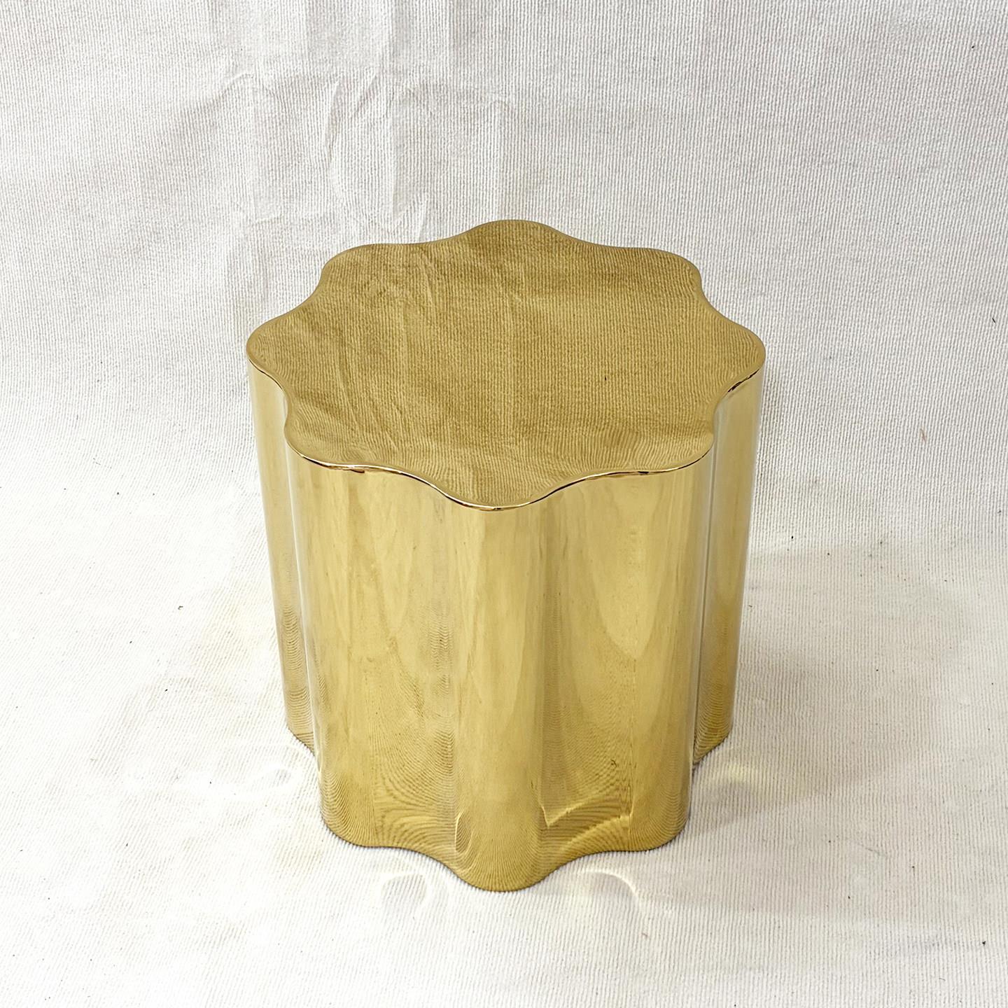 意式轻奢边几 不规则艺术金属镜面金色角几 设计师沙发边桌小茶几