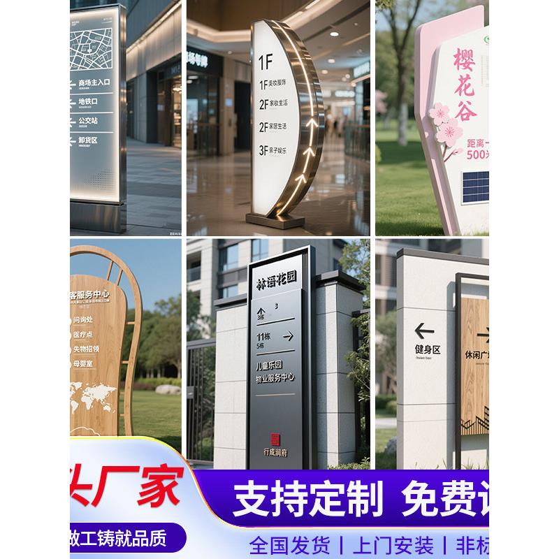 金属立式导向牌指示牌村牌精神堡垒厂区立牌定制