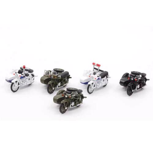 长江750摩托车模型 1:64合金军绿警车款 PERKA品牌彷真设计