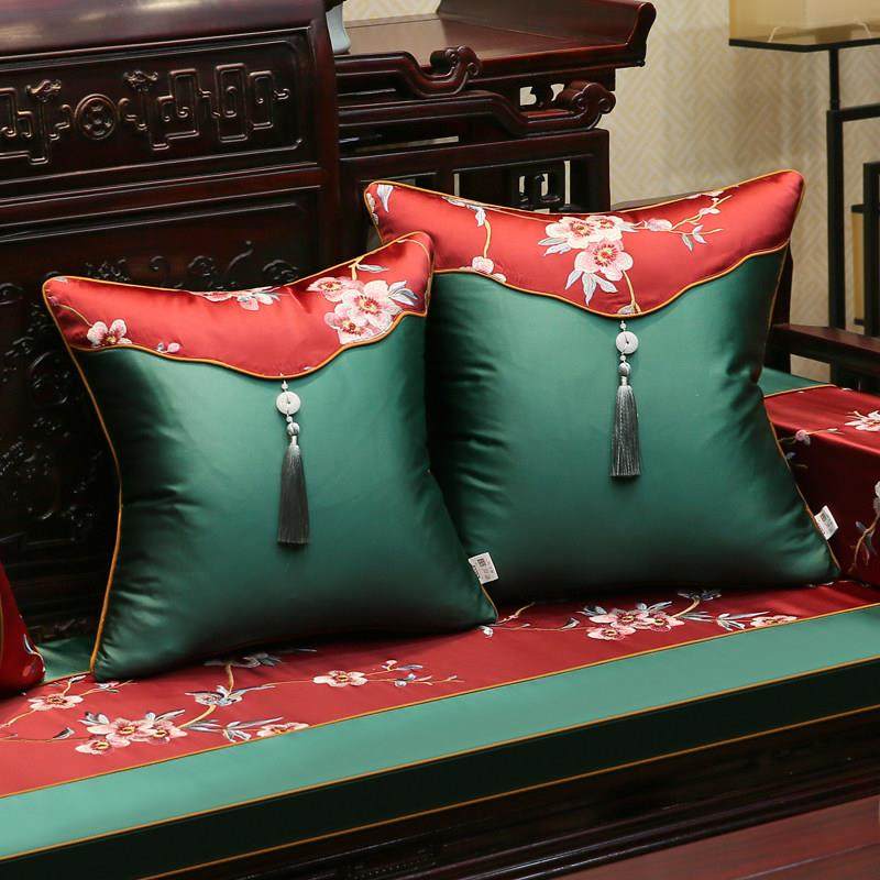 新中式沙发垫套防滑家用红木坐垫定制靠抱枕带靠背实木圈椅垫靠垫