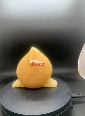 天然玉石桃子摆件米黄玉纯手工雕刻寿桃客厅办公室装饰摆饰乔迁礼