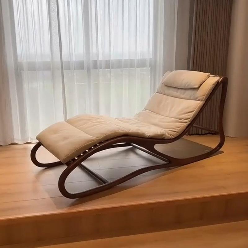 新中式北美黑胡桃木休闲躺椅宋式美学极简摇椅客厅实木懒人躺椅
