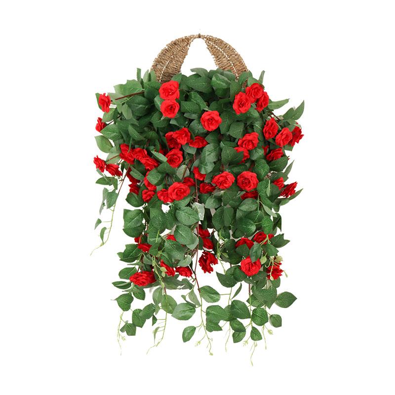 彷真蔷薇壁挂花藤条假花水果藤蔓塑料花娟花墙壁壁挂吊篮装饰花