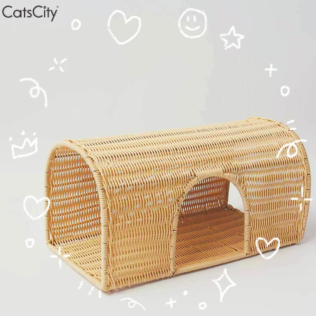 CatsCity纯手工藤编猫隧道猫抓板不掉屑夏季透气猫窝躲避屋可水洗,宠物/宠物食品及用品,猫隧道,淘宝优惠券,粉丝福利购,淘宝优惠卷