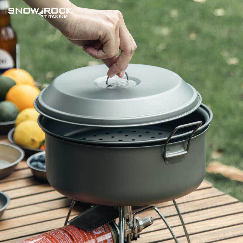 户外露营旅行纯钛3.5L蒸煮锅双耳耐高温炖汤多功能锅具套装可携式