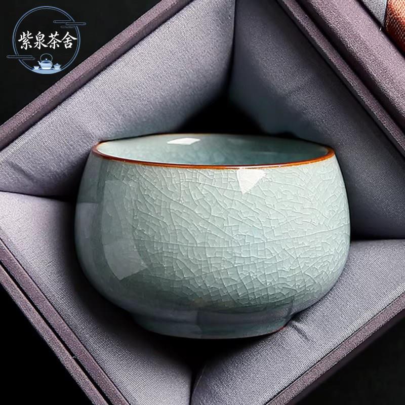 汝窑冰花主人杯单杯功夫茶具茶盏家用开片个人专用茶杯陶瓷品茗杯