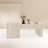 柜饰品摆件女装 服装 店中岛展示台洞石流水台长条桌简约网红鞋 道具