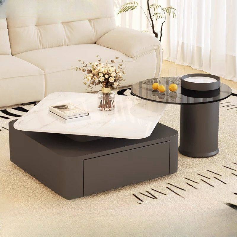 意式简岩板方形旋转茶几轻奢现代简约网红客厅家用小户型桌子,住宅家具,茶几,淘宝优惠券,粉丝福利购,淘宝优惠卷